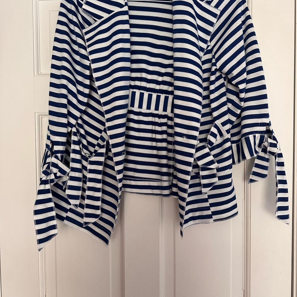 Striped Navy and White Blazer